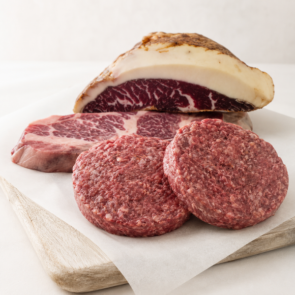 Hamburguesa de chuletón de vaca y cecina premium de picaña ahumada